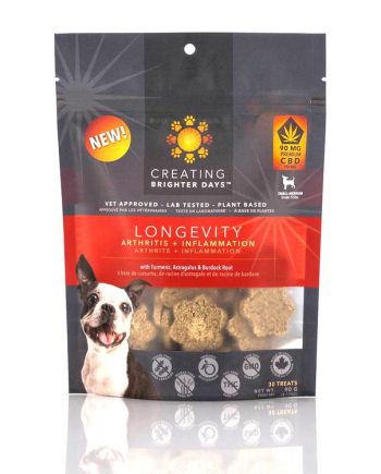 Longevity CBD Dog Treats from Creating Brighter Days - front of bag