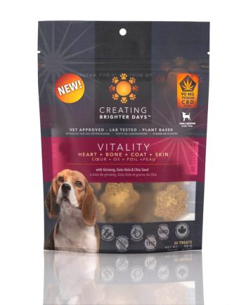 Vitality CBD Dog Treats from Creating Brighter Days - front of bag